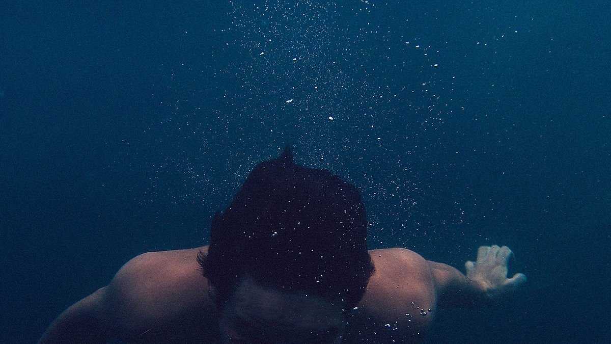 Man under water